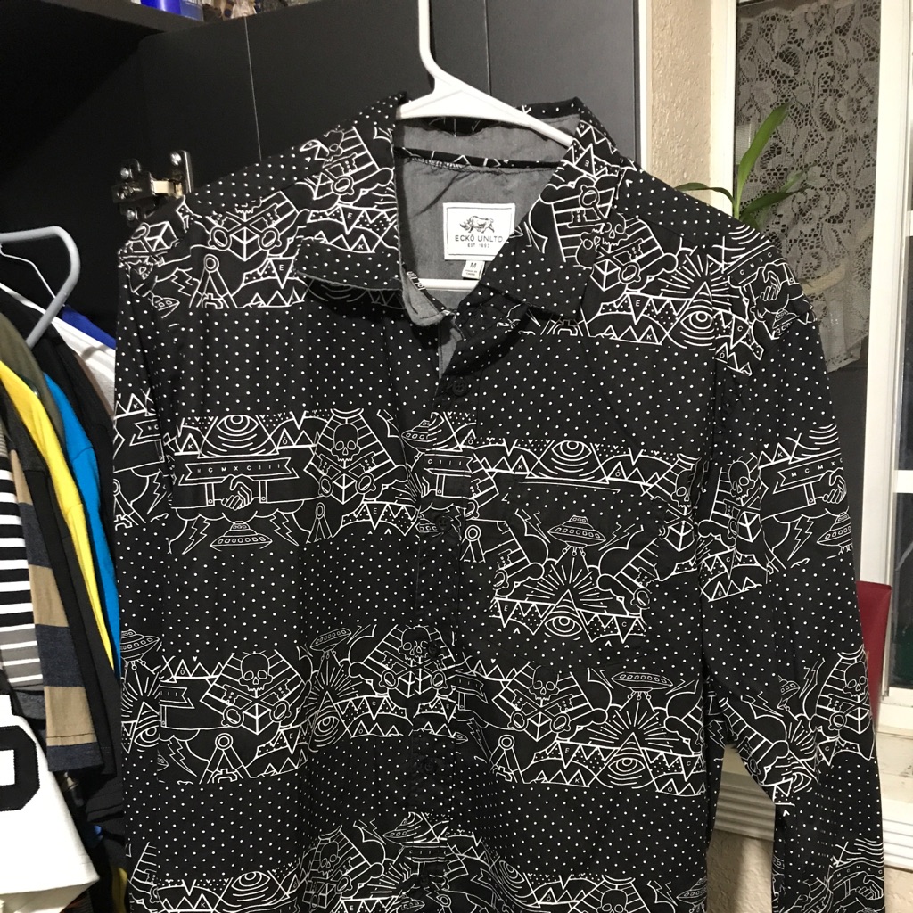 Ecko Dress Shirt Illuminati Print Brand New